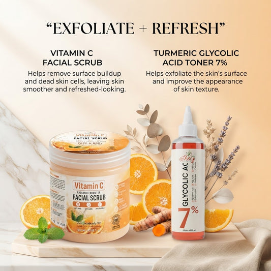 Vitamin C Scrub + Glycolic Acid 7% Toner Duo