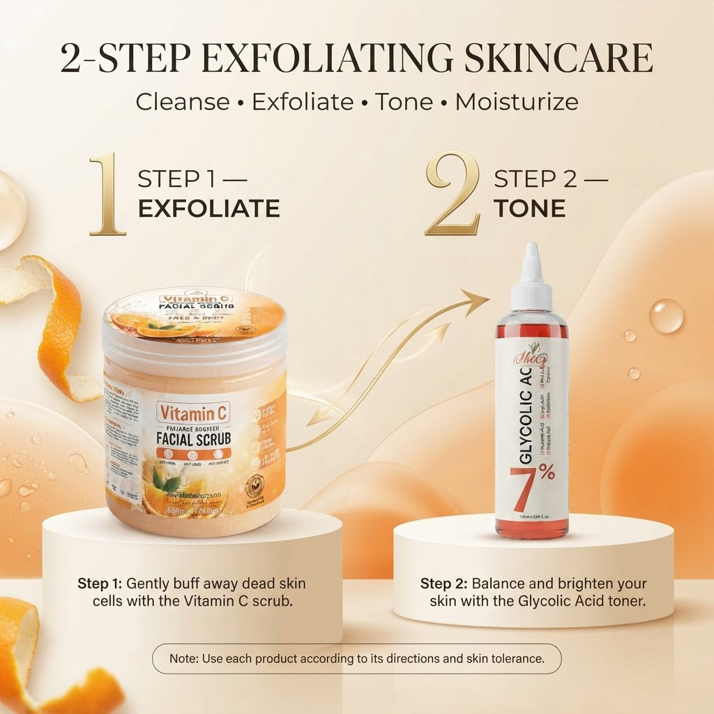 Vitamin C Scrub + Glycolic Acid 7% Toner Duo