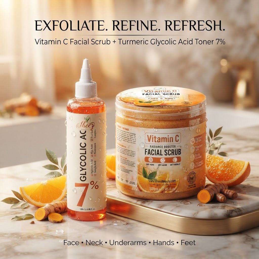 Vitamin C Scrub + Glycolic Acid 7% Toner Duo